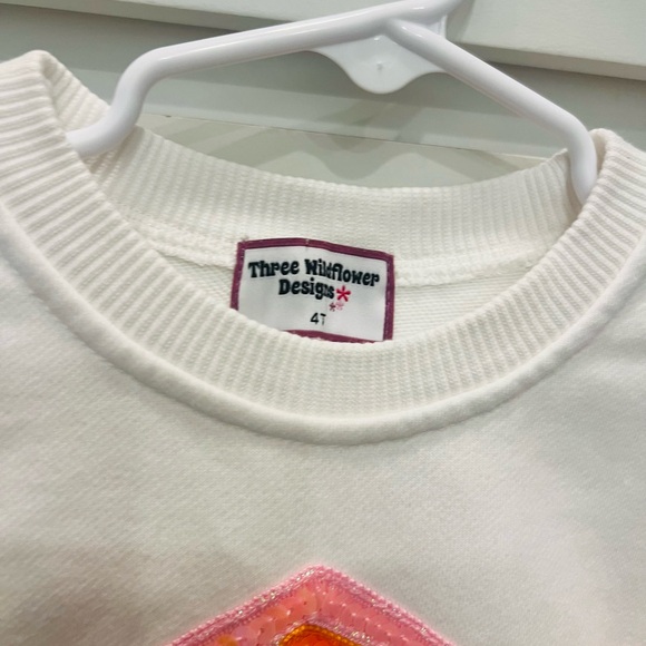 White Kids Sweatshirt with Rainbow Sequin Design - Picture 4 of 4